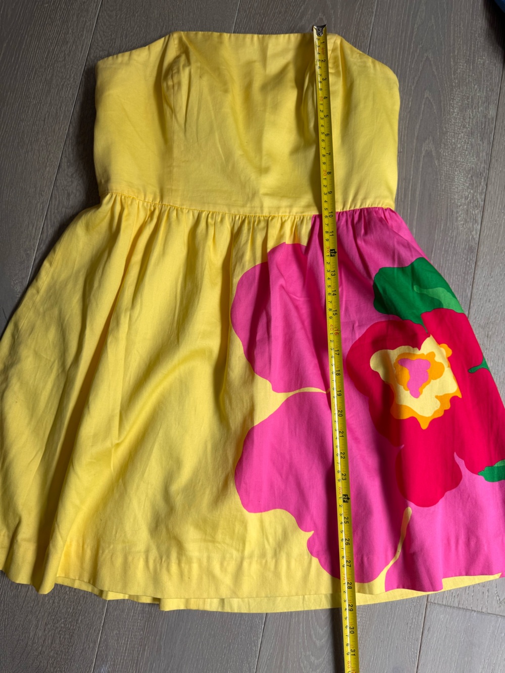 Lilly Pulitzer Yellow Strapless Dress with Pink Floral - Picture 4 of 5